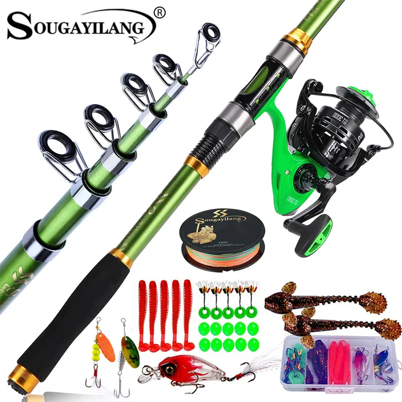 

Sougayilang 1.8~3.3m Telescopic Fishing Rod Reels Combos Fishing Reel Pole Lure Line Bag Sets Kit For Travel Fishing Tackle