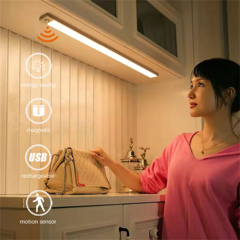 

PIR Motion Sensor USB LED 3 Modes Under Cabinet Light Night Light Magnetic LED For Kitchen Cabinet Bedroom Wardrobe Wall Lamp