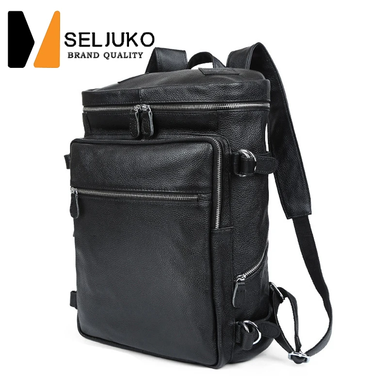 

European And American Fashion Casual Men's First Layer Cowhide Backpack Super Large Capacity Leather Travel Bag Backpack
