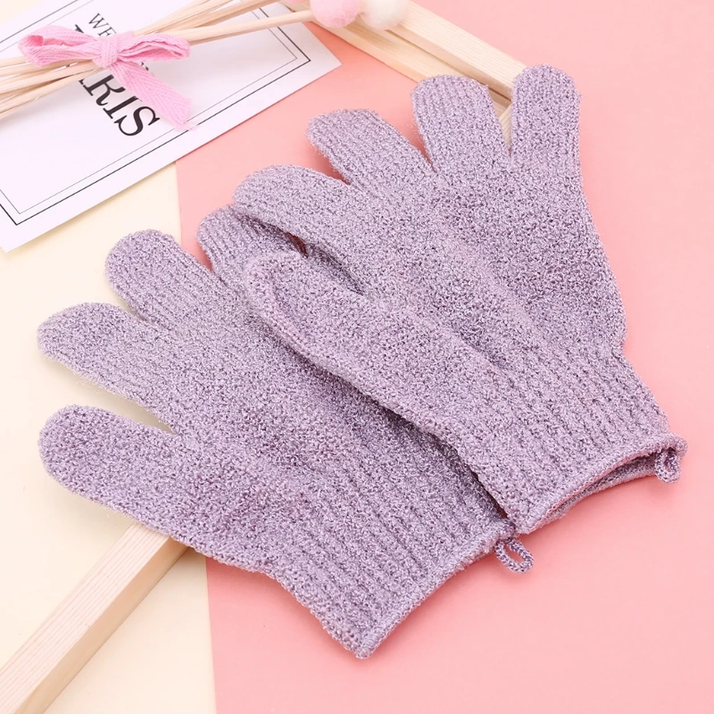 

652F 2Pcs Shower Bath Gloves Exfoliating Loofah Body Scrubber Wash Skin Spa Massage