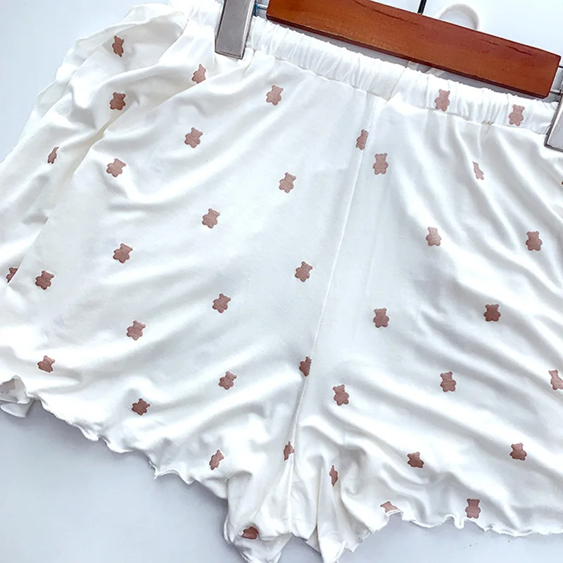 Pajamas for Women Thin Cool Feeling Silk Cotton Short-sleeve Shorts Sleepwear Suit Fairy Style Cardigan Loungewear with Lapel