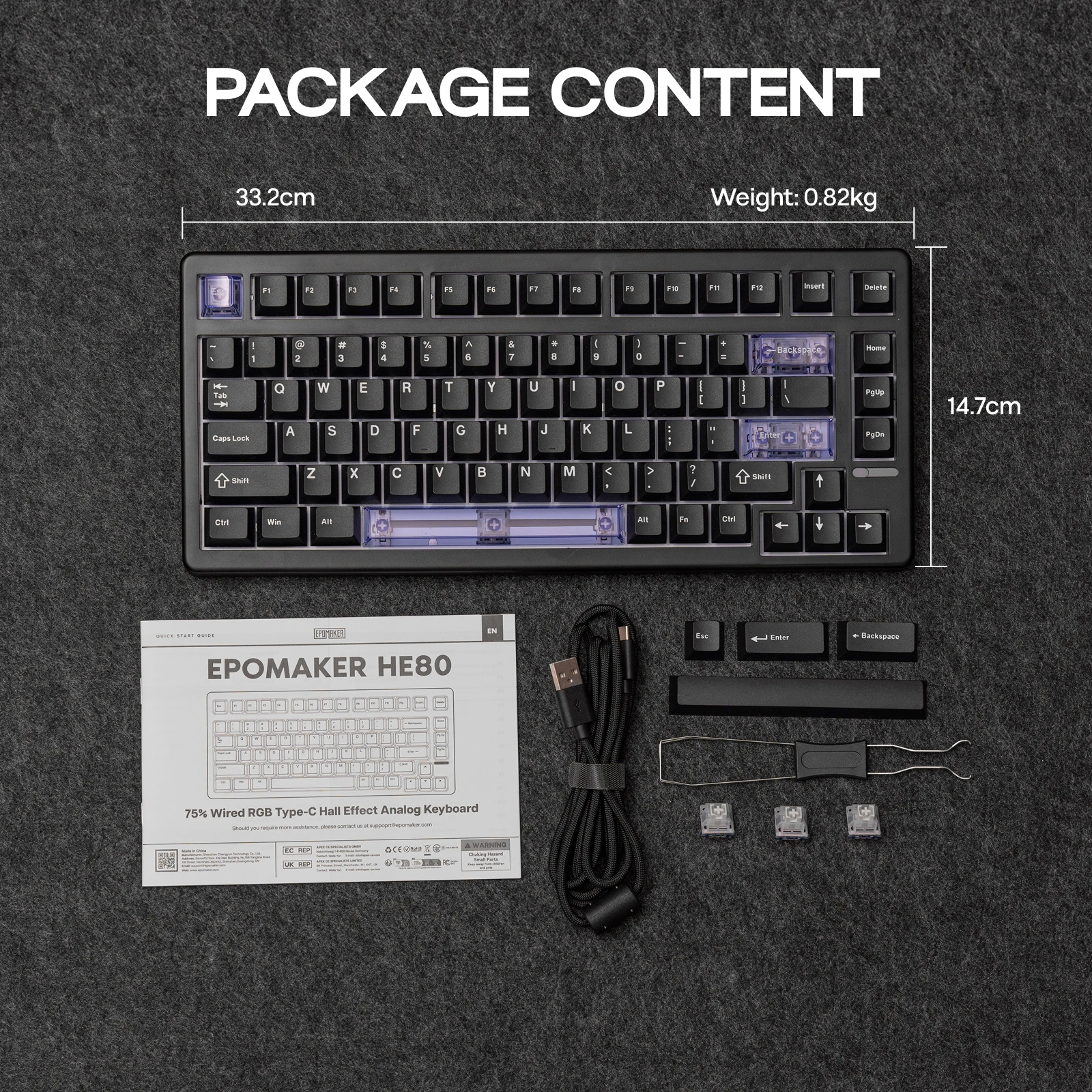 EPOMAKER HE80 75% США QWERTY Layout Кремовая прокладка с возможностью горячей замены Проводная магнитная механическая клавиатура с эффектом Холла DKS SOCD для ПКMac (art.: 3920cdfd72694) - 3920cdfd72694