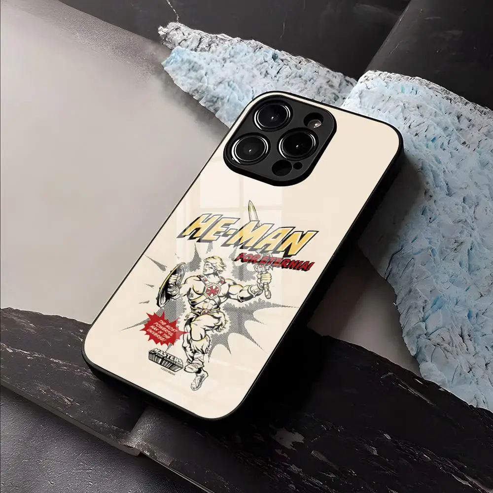 Фото Чехол H-He M-Man-S для iPhone 17 Air 16 E Pro Max 15 14 13 Mini 12 Pro 11 Max Plus, черный, стеклянный №1