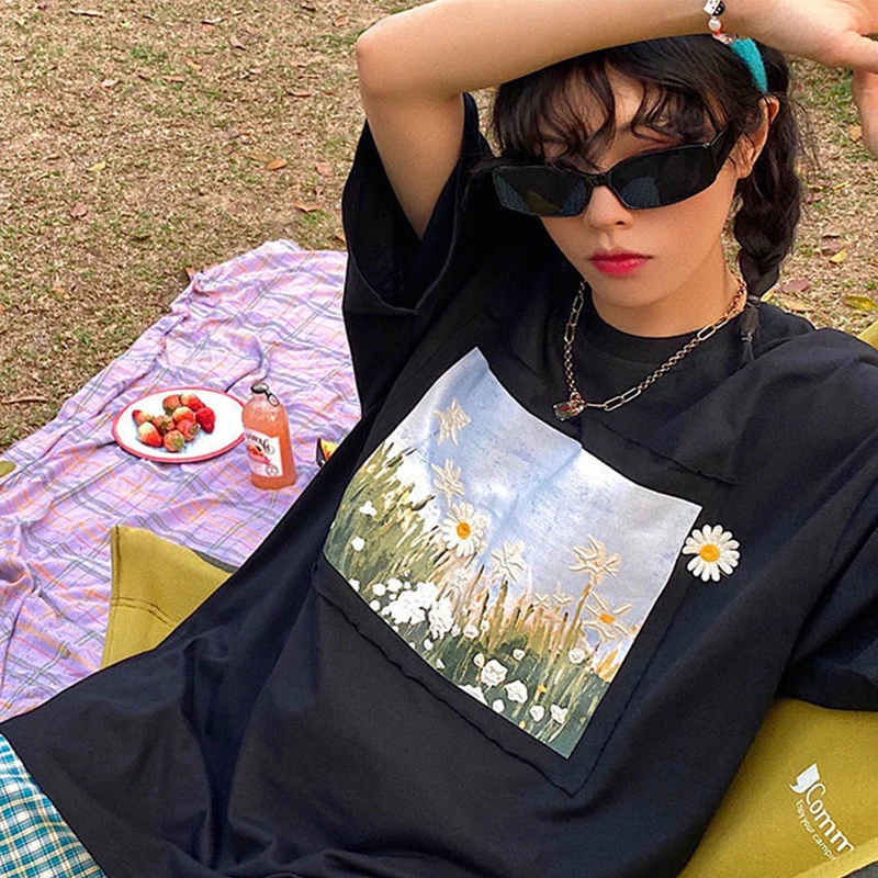 Женские футболки с рисунком красивых цветов и хризантем женская футболка