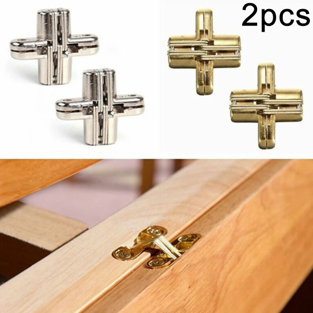 

2Pcs Dining Table Hinges Heavy Duty Metal Invisible Cross Door Hinges For Cabinet Cupboard Wardrobe Wooden Doors