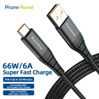 phone planet micro usb data cable fast charging 66w usb to type c phone charger cable for android tablet xiaomi samsung huawei