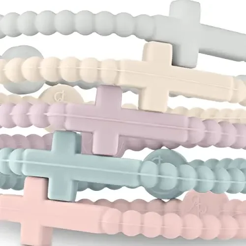 5 шт. милый простой красочный браслет с крестом силиконовый эластичный круглый из