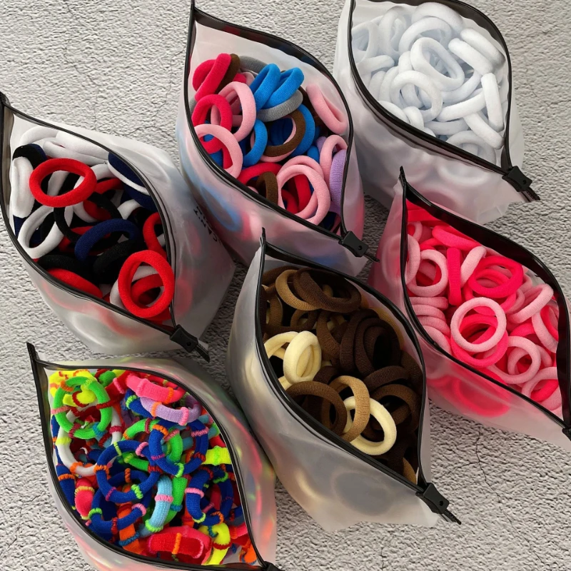 

60 Pcs Nylon Elastic Hair Bands Girls Rubber Band Solid Color Towel Hair Ties Ropes Ponytail Holder Scrunchie Head Accessories