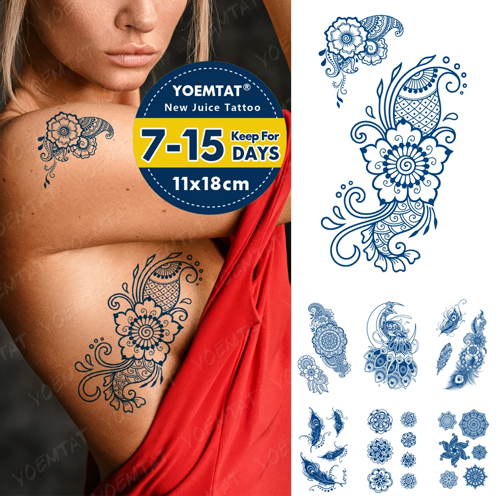 

Водостойкая Временная тату-наклейка «Павлин и Луна»