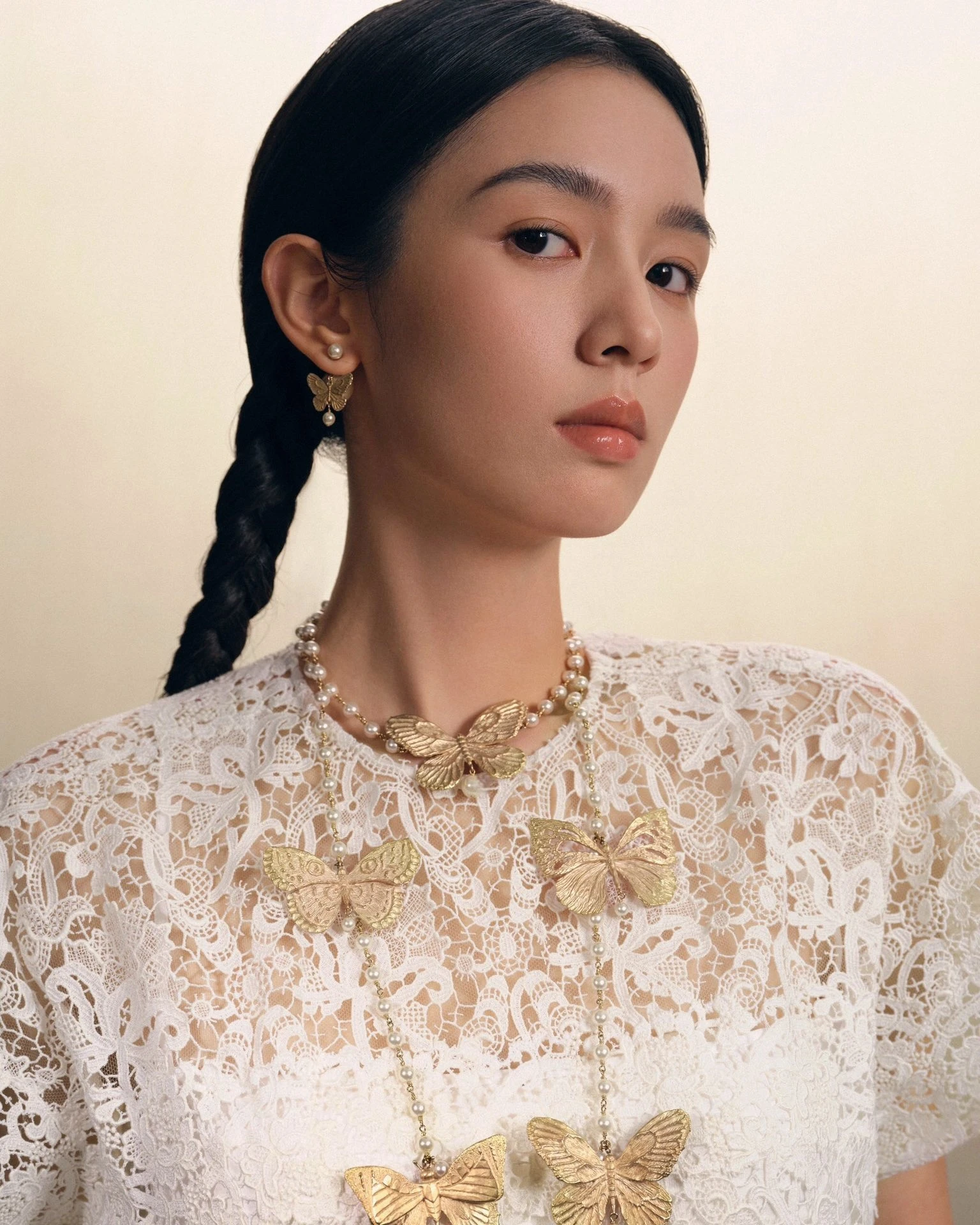 Новинка 2024 летняя цепочка с жемчугом и бабочкой