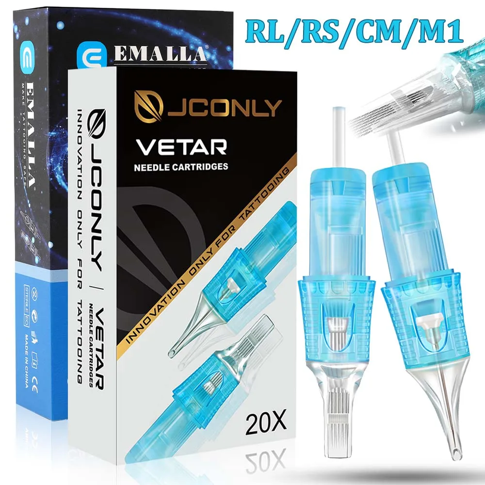 Фото Игла для картриджей JCONLY, 20 шт., стерилизованная игла для татуировки EMALLA, RL RS CM M1, картриджи для макияжа, машина для татуировки, ручка №1