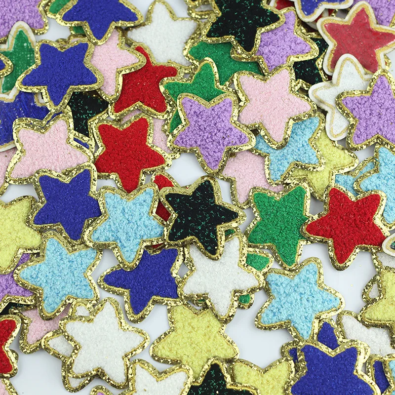 

1PC 6cm Patches Sticker Cute Star Patches Chenille Embroidered Patches for Kids Sew Applique Patches for Clothing Bag Decor DIY