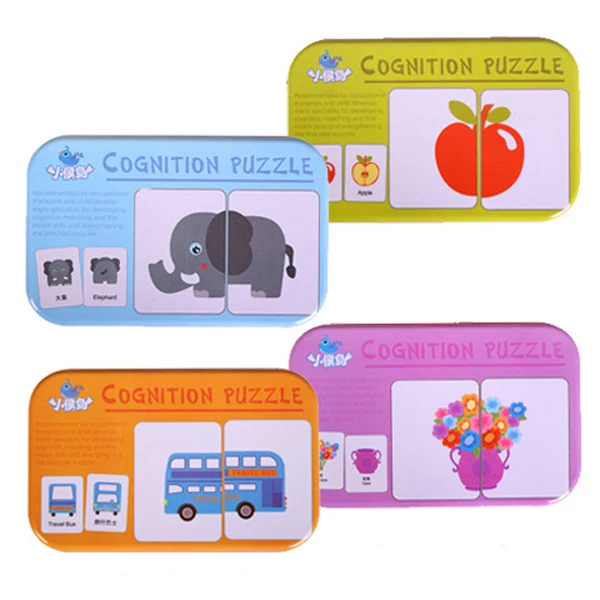 

2022 New Kids Puzzles Toys Montessori Wooden Matching Puzzle Game Toys for Children Early Educational Pair Cards Toys with Box