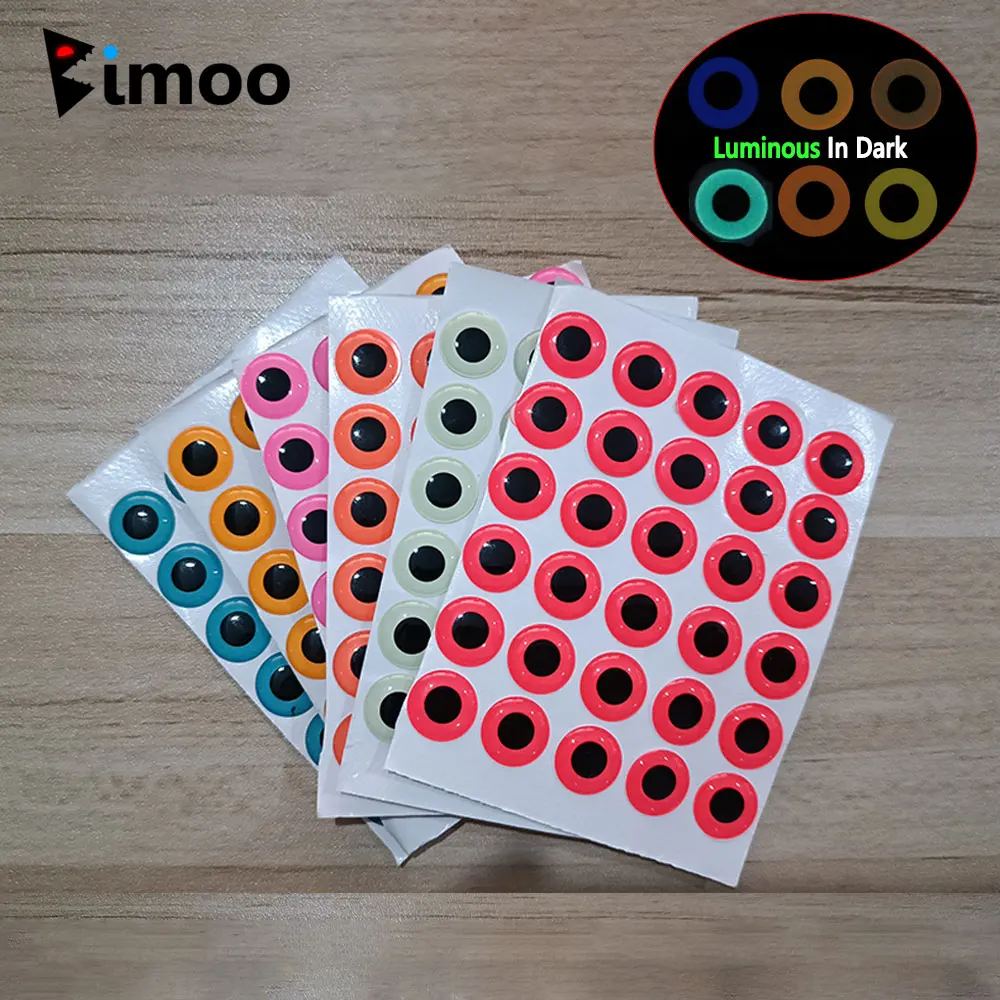 Bimoo 100PCS Luminous Epoxy 3D Fish Eyes Fly Tying Material For Streamer Saltwater Flies Fishing Lures Jig Lure Making Accessory