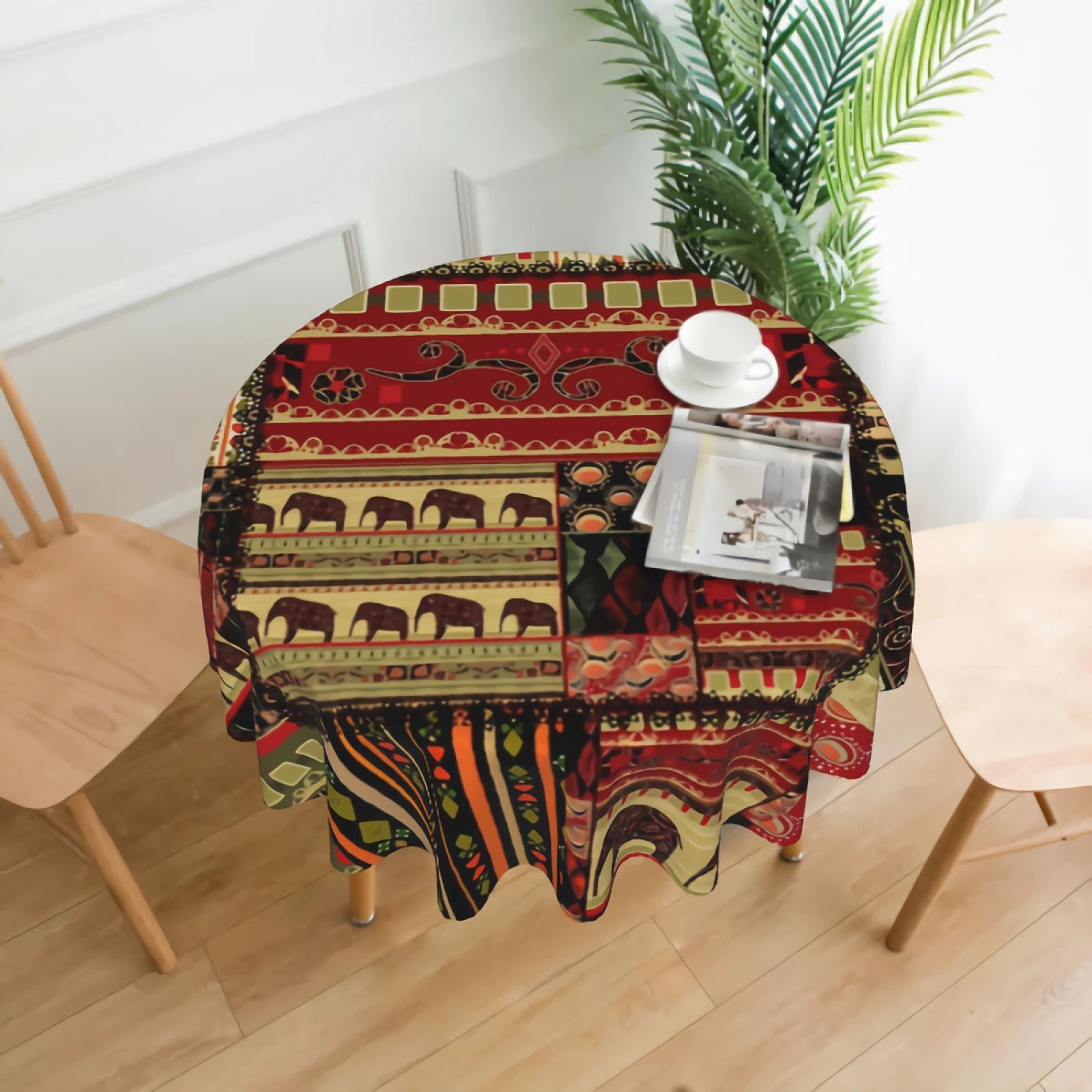 

Скатерть для столовой в виде африканского слона, водонепроницаемая стильная скатерть в стиле пэчворк, 60 дюймов, скатерть для сельского хозя...