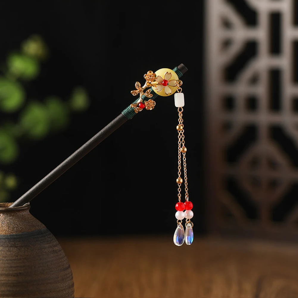 

Newest Flower Hair Forks Retro Style Long Tassels Hairpins Clips Hair Sticks Pearls Bead Step Shake Chinese Wedding Bride