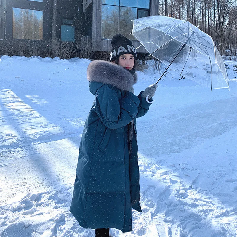 Girls Cotton Jacket 2022 Winter Solid Color Warm Thickened Women's Down Jacket Cotton Clothes Korean Fashion Long Down Jacket