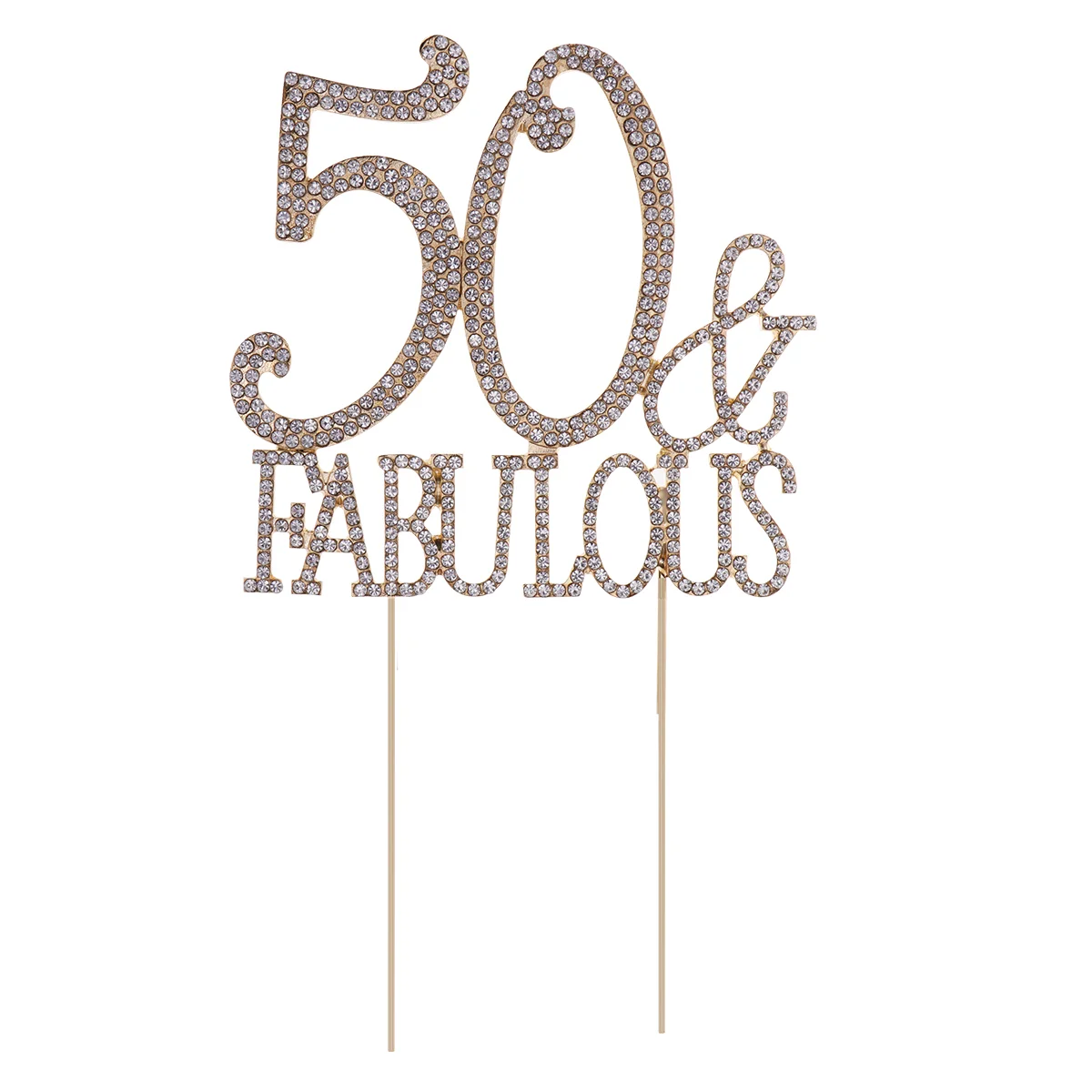 

50 Fabulous Cake Topper for 50th Birthday Party or Anniversary Crystal Rhinestones Decorative Cake Topper for Party Supplies