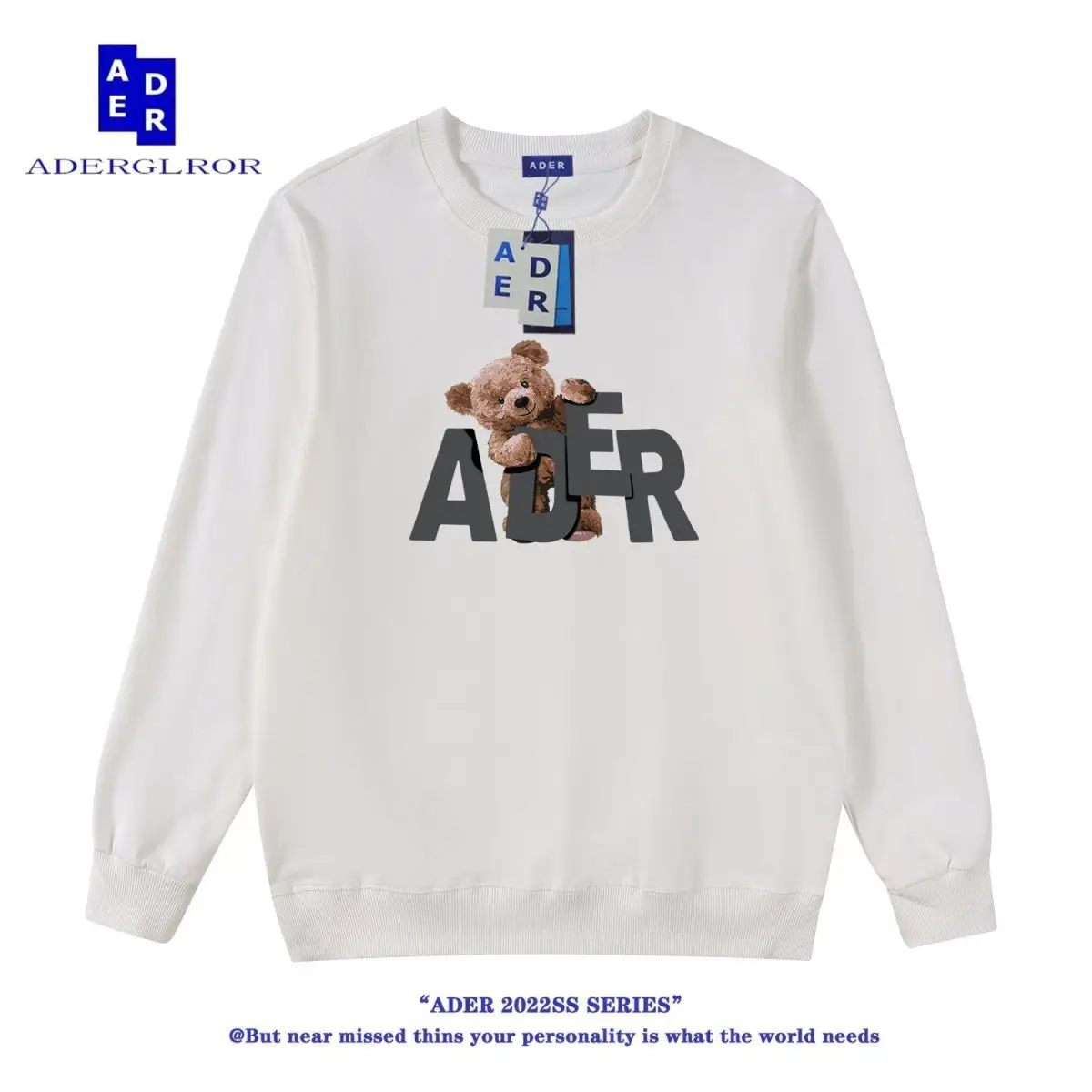 ADER New Unisex Letter Print Long Sleeve Crew Neck Pullover Casual Sweatshirt