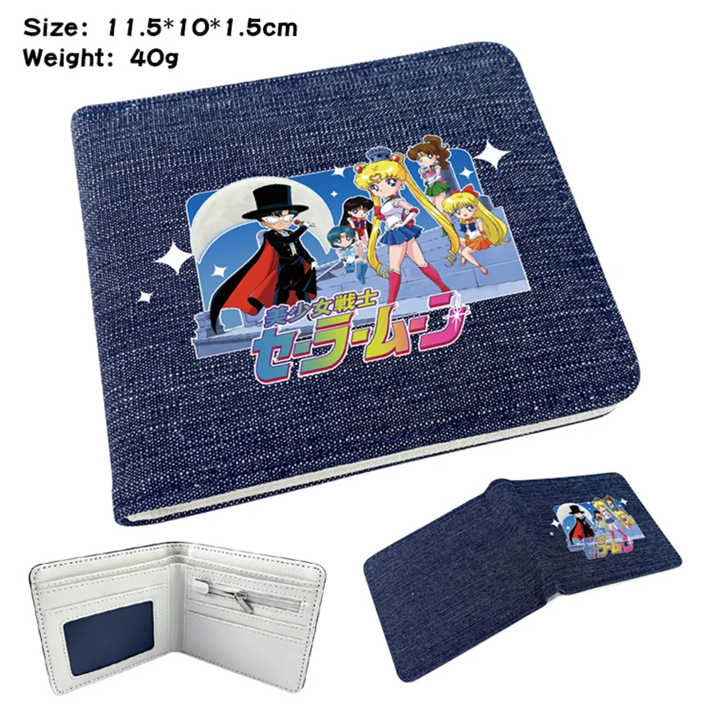 

Anime Denim Printing Wallet Bifold Casual Young Men Women Coin Bag Photo Card Holder Cartoon Burse Short Purse Cosplay Gifts