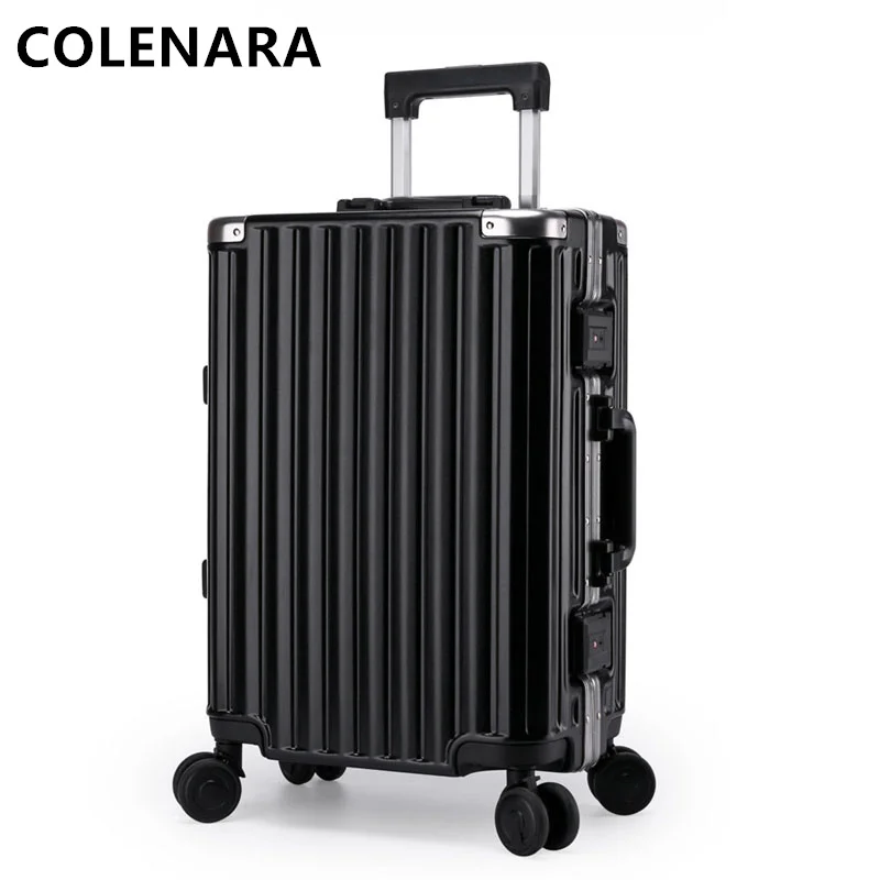 

COLENARA 20"24"Inch Luggage High Quality Aluminum Frame Password Case Silent Boarding Box Ladies Trolley Case Rolling Suitcase