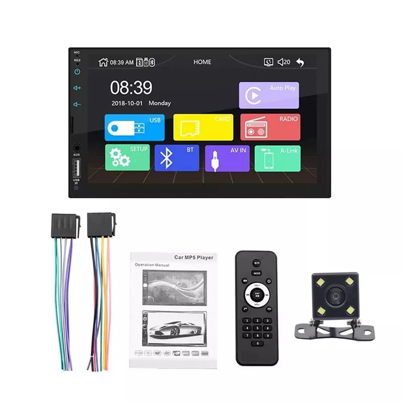 

Автомагнитола Carplay, 2 Din, Bluetooth, Android, 7-дюймовый сенсорный экран, MP5-плеер, USB, ISO, аудиосистема