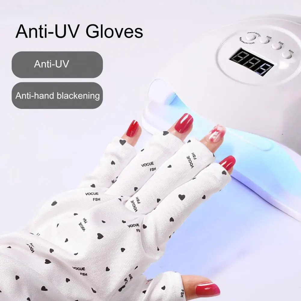 

1 Pair Lint Free Long Lasting Sun Protection Professional Fingerless UV Shield Gloves UV Shield Gloves Nail Supplies
