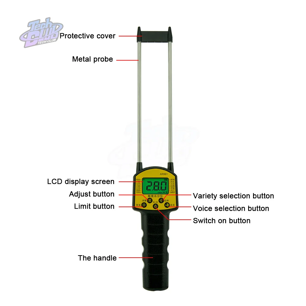 Цифровой измеритель влажности зерна AR991, умный датчик влажности для кукурузы, пшеницы, риса, арахиса, измерительный инструмент Цифровой измеритель влажности зерна AR991, умный датчик влажности для кукурузы, пшеницы, риса, арахиса, измерительный инструмент
