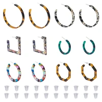 6 pairs colorful cellulose acetate resin hoop earrings geometric stud earring for women diy jewelry accessories birthday gift