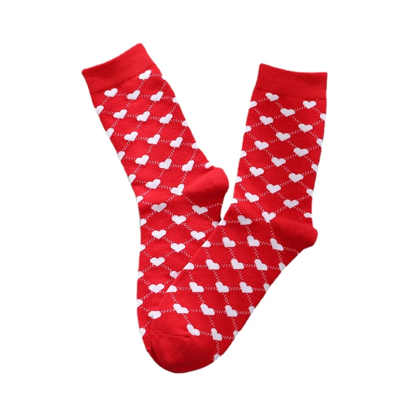 

2022 new fashion trendy cotton stockings kawaii socks cute socks red dot print sock for woman daily wear girl socks