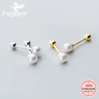 Серьги-гвоздики женские из серебра 925 пробы с жемчугом и винтом