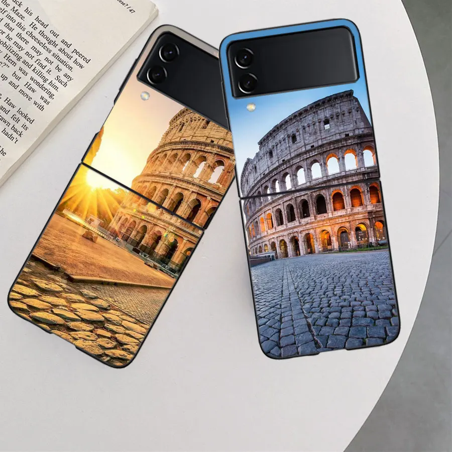 Чехол Colosseum Rome Italy для Samsung Galaxy Z Flip 6 5G 5 4 3 черный жесткий чехол сотового телефона