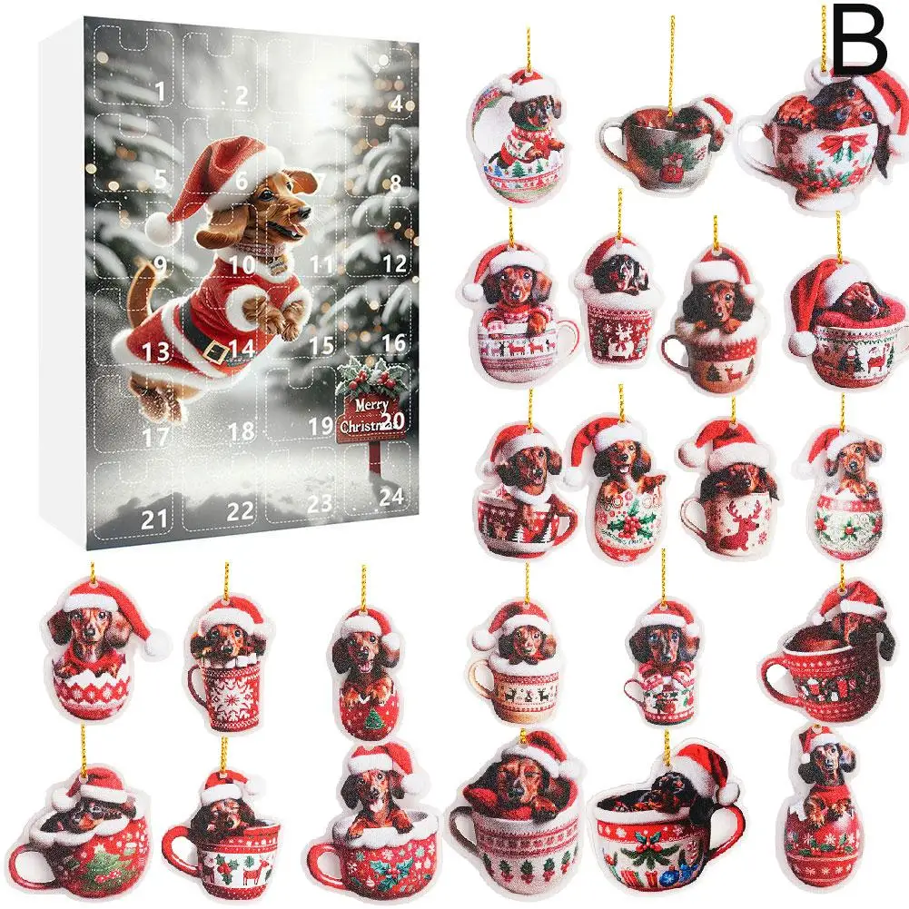 Таксы 24-дневный рождественский календарь обратного отсчета с орнаментом в виде