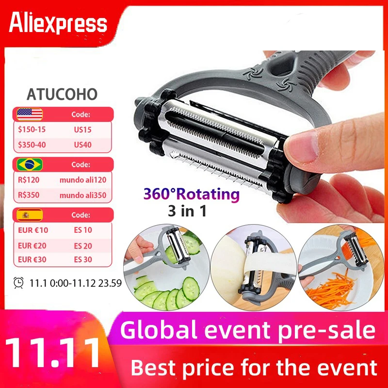 

Vegetable Fruit Peeler Multifunctional 360 Degree Rotary Kitchen Tool Potato Carrot Cutter Slicer Grater Melon Fruit Gadgets