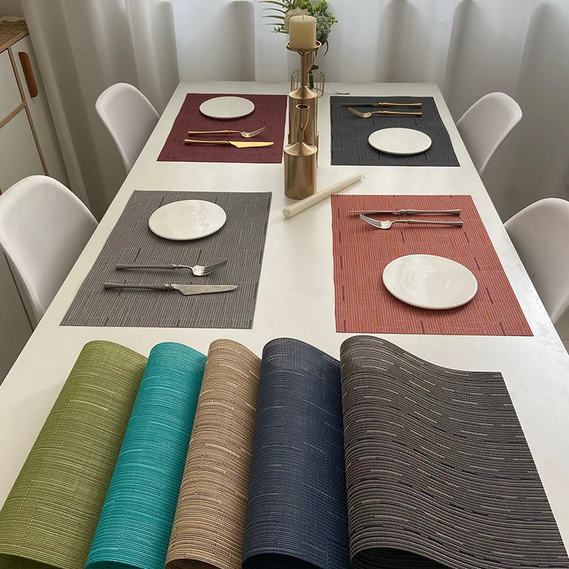 

Placemats Heat Resistant Place Mats Washable PVC Table Woven Vinyl Plastic for Dining Non-Slip Stain Kitchen Easy To Clean Mat