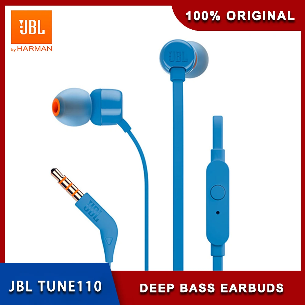 Проводные наушники JBL TUNE 110 3 5 мм стерео-наушники T110 с глубокими басами для музыки