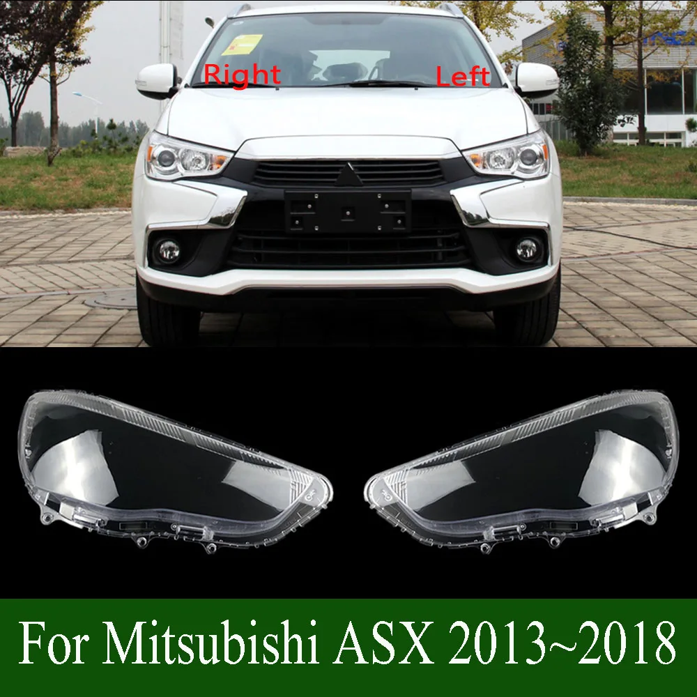 Для Mitsubishi ASX 2013~2018 Kap Lampu Transparan Penutup Depan Kerangka Lensa Plexiglass