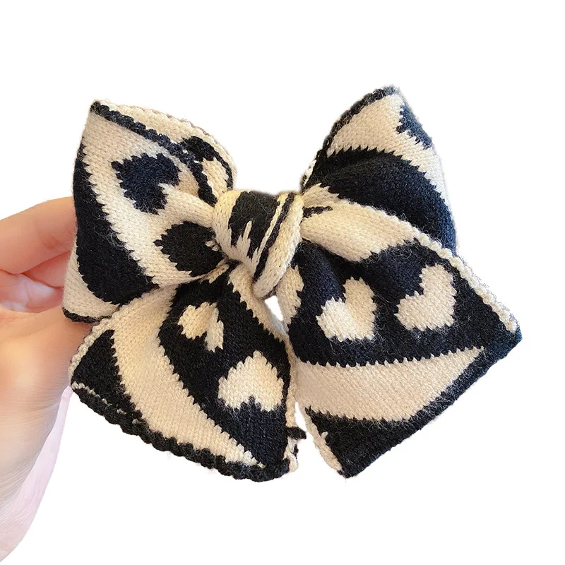 Заколка-пряжка для девочек аксессуары волос с бантом вязаный головной убор