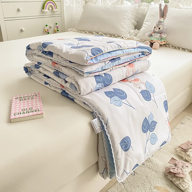 

Summer Quilts Cotton/Polyester Thin Comforter Queen Double King Soft Thin Blanket Air Conditioner Quilt Kids Adults 200x230cm