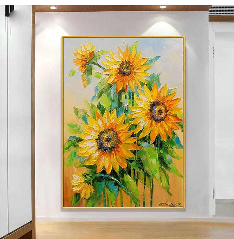 Ручная роспись акрилового холста с подсолнухом гостиная спальня коридор