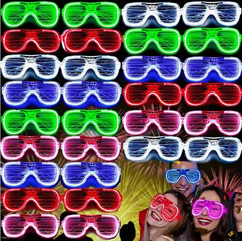 

50 шт., светодиодные солнцезащитные очки в стиле ретро Ночной свет Led очки затворы солнцезащитные очки ретро вечеринка неоновые затворы очки диско день рождения