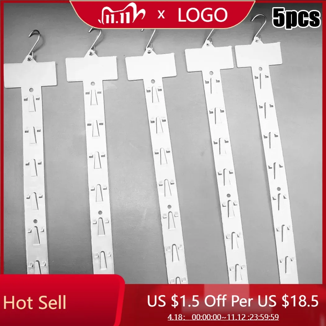 

5pcs Supermarket Shelf Hanger Plastic Hanging Strips Store Hang Snacks Display Hanger Hooks Pvc Merchandising Clip Strips