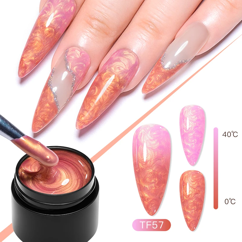 

MEET ACROSS Pearl Shell Gel Nail Polish Thread Color Change Gel Thermal Nail Varnishes Autumn Series All for Manicure Gel Polish