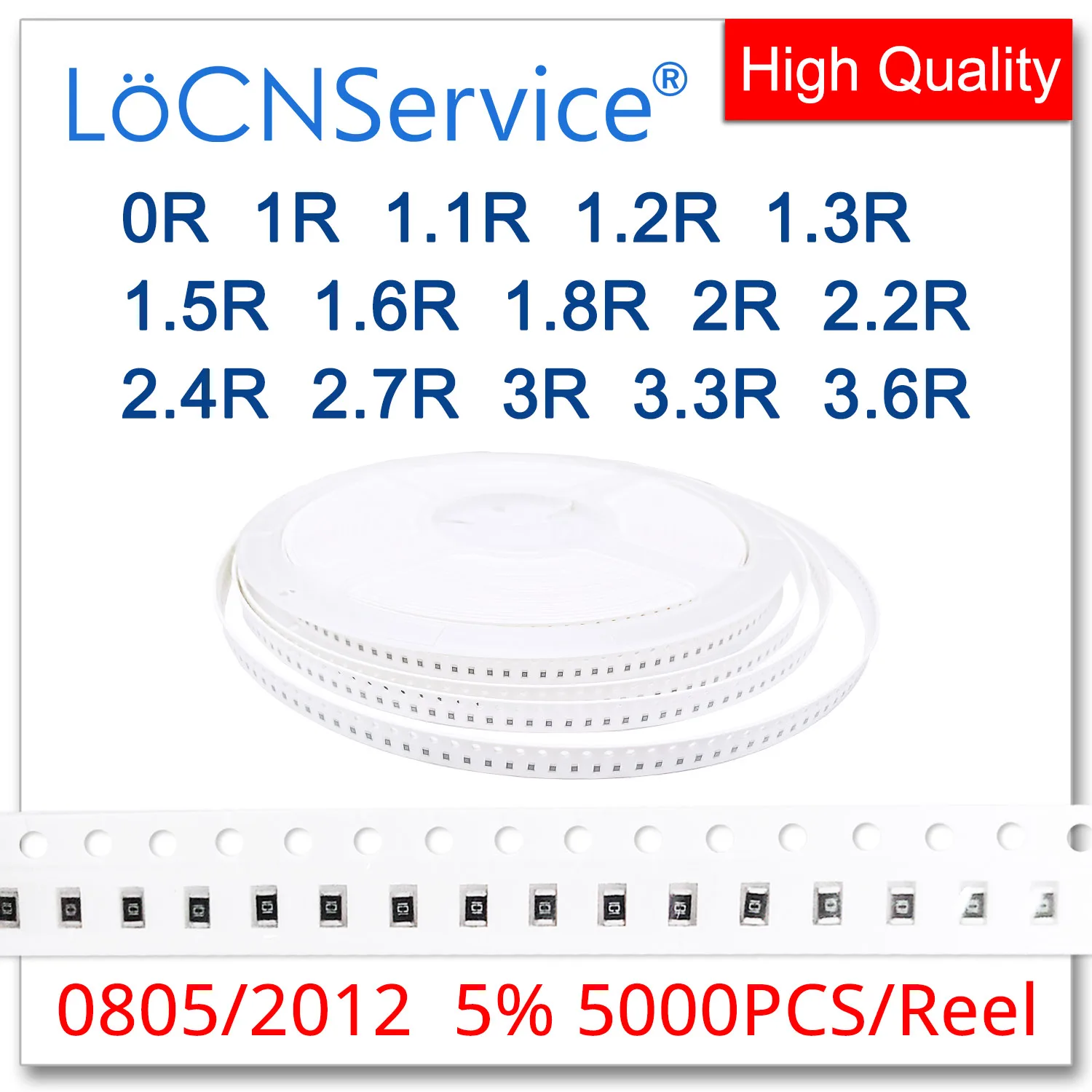 

LoCNService 0805 J 5% 5000pcs 0R 1R 1.1R 1.2R 1.3R 1.5R 1.6R 1.8R 2R 2.2R 2.4R 2.7R 3R 3.3R 3.6R smd 2012 resistor OHM