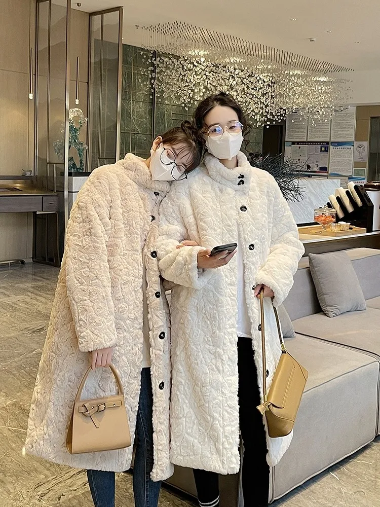 Mingmingxi Warm Faux Fur Coat Women Lambswool Long Jacket Loose Oversized Sheep Fur Jacket Casual Outwear Winter Fall 2022