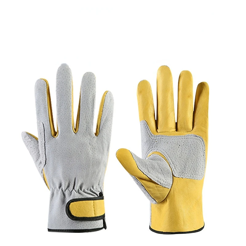 

Work Gloves Leather Workers Work Welding Safety Protection Garden Sports Motorcycle Driver Wear-resistant Gloves Average code