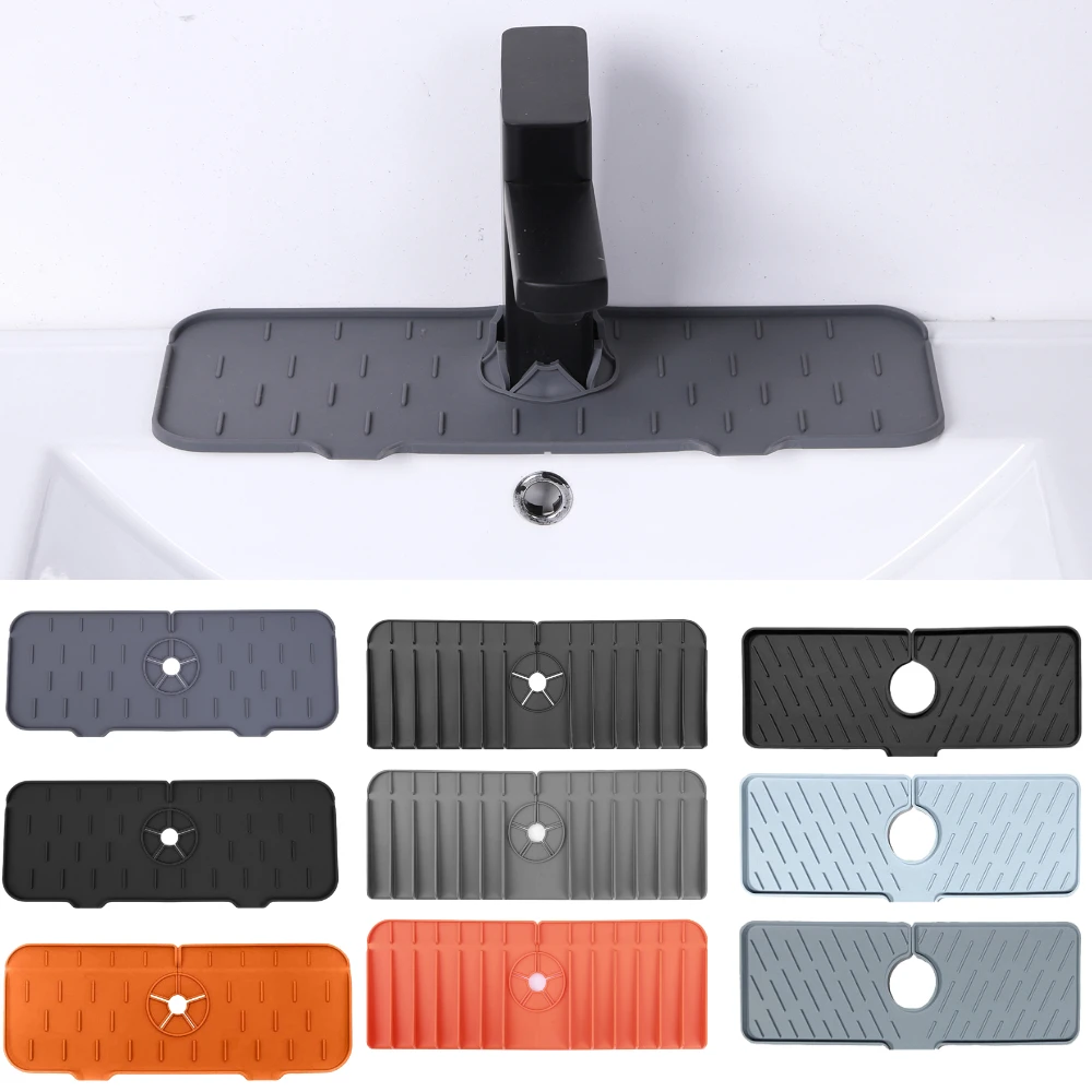 

Kitchen Faucet Mat Sink Splash Guard Silicone Faucet Drainage Mat Drying Pad Kitchen Bathroom Countertop Protection Mat