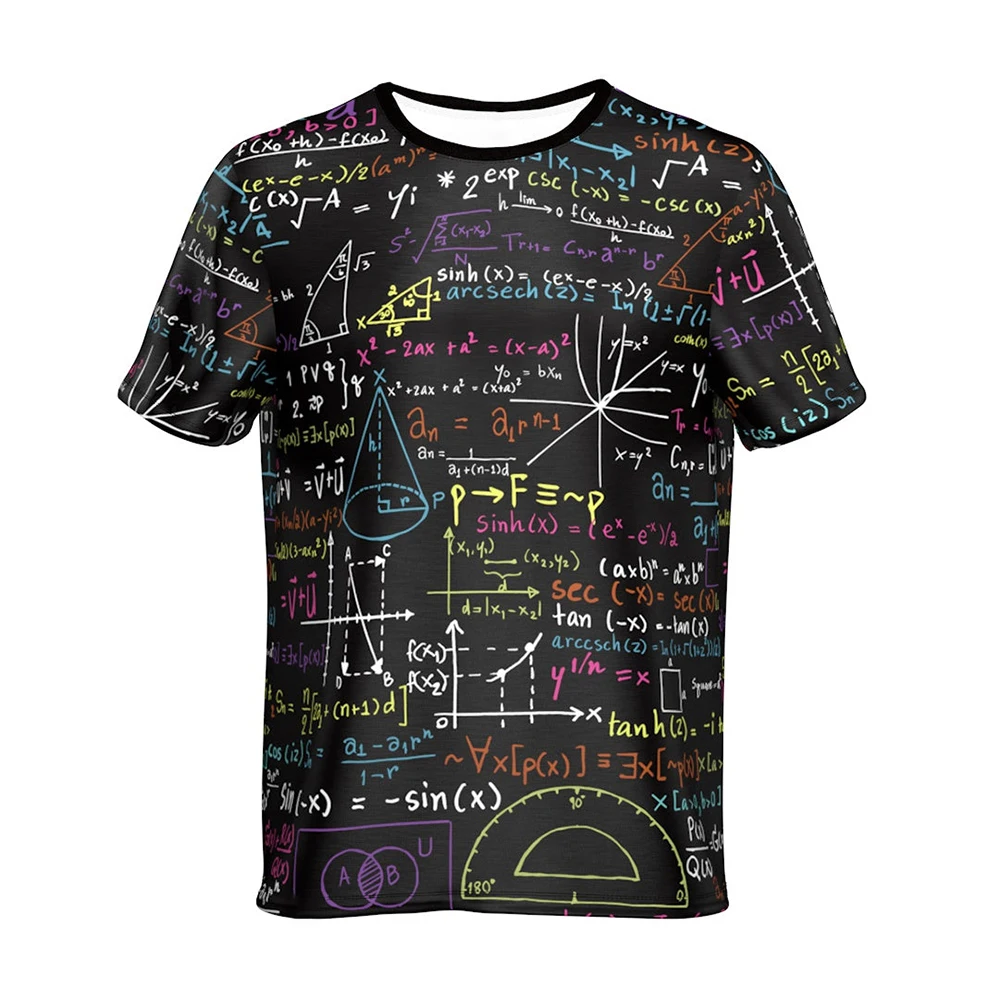 

Summer New Fashion 3D Mathematical Formula graphic t shirts Trend Men Casual Street Retro Style Printed O-neck Short Sleeve Tees