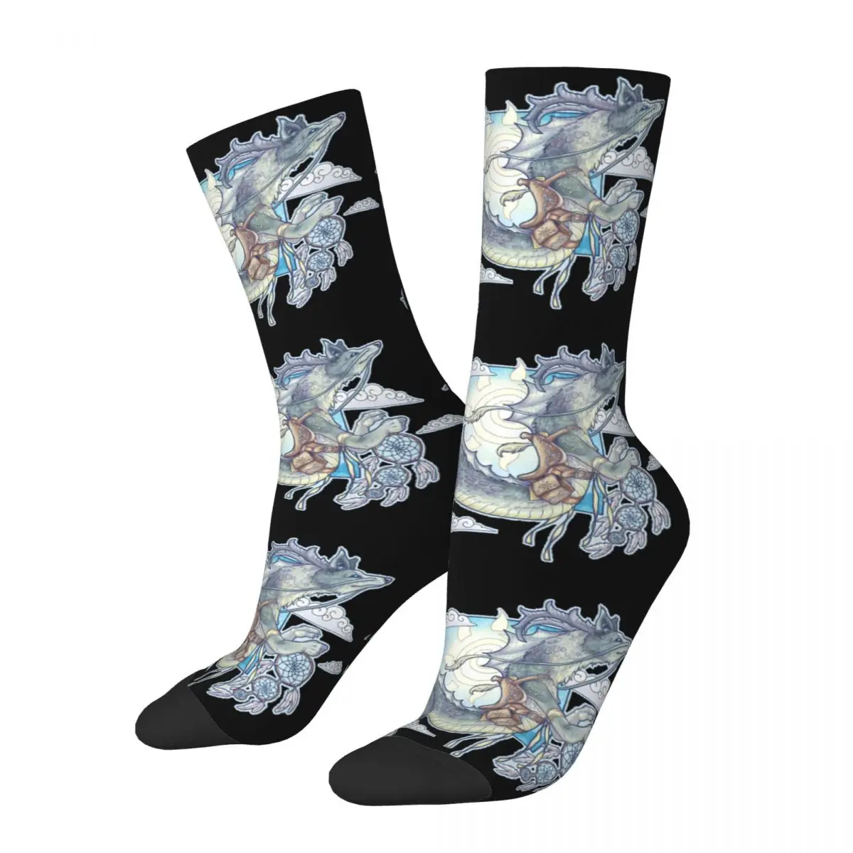 

Hip Hop Vintage Dream Messenger Dragon Crazy Men's Compression Socks Unisex Spirited Away Harajuku Seamless Printed Crew Sock