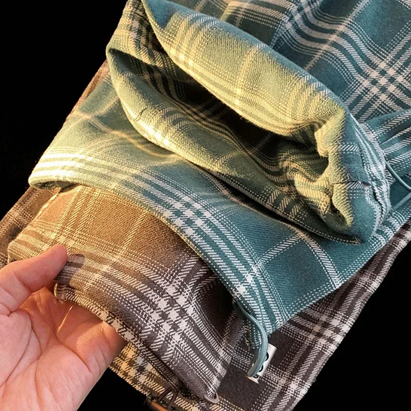 Новые повседневные клетчатые широкие брюки со шнуровкой корейская мода